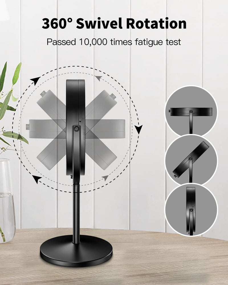 Benbilry Lighted Makeup Mirror  1x/10x Magnifying Double Sided LED Vanity Mirror with Lights and Magnification  Battery Operated 360 Swivel 7  Cordless Shaving Mirror for Bathroom Bedroom Black - Image 5